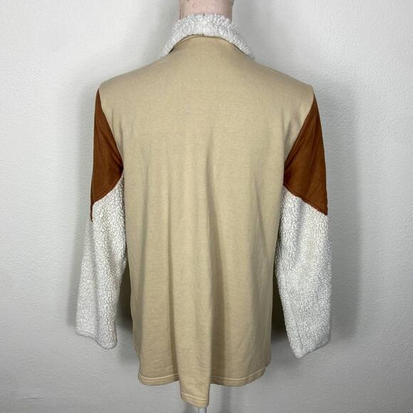 Wrangler Retro Faux Suede Shearling Jacket Size‎ S Beige Brown Sweatshirt Knit - Picture 5 of 8